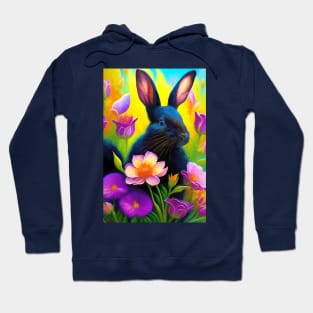 Spring Bunny and Flowers Painting Hoodie